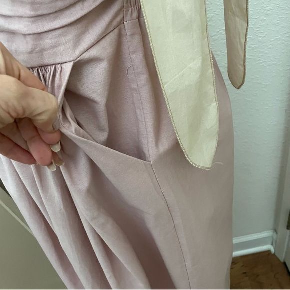 MIDI Dress, Ruched Bodice, Smocked Back, Long Wide Ties, S/M Fit, Dusty … - Picture 8 of 8